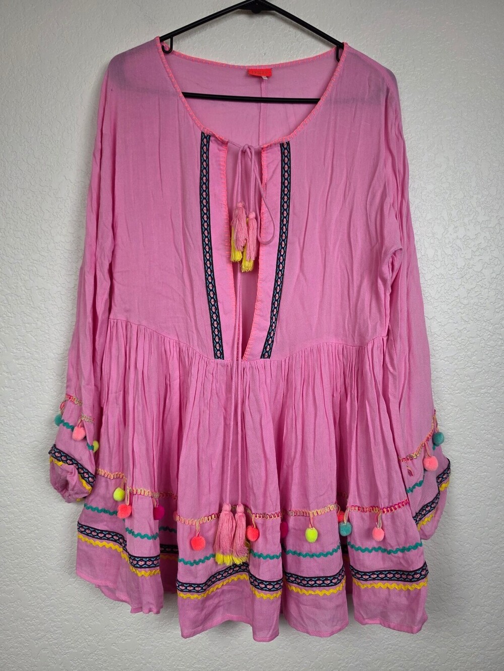 Anthropologie River Island Pink Bohemian Viscose Tunic Dress
